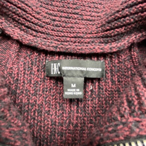 VTG INC International Concepts Sweater Mens M Maroon 1/4 Zip Ribbed Hong Kong - Picture 8 of 12